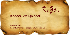 Kapsa Zsigmond névjegykártya